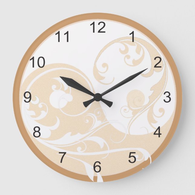 Sand and White Yin & Yang Large Clock (Front)