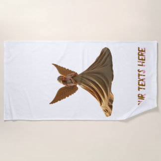 Sand angel and custom text on beach towel