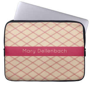 Sand Art Deco Pattern with Magenta Name Stripe Laptop Sleeve