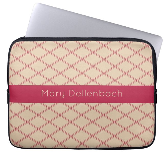  Sand Art Deco Pattern with Magenta Name Stripe Laptop Sleeve (Front)