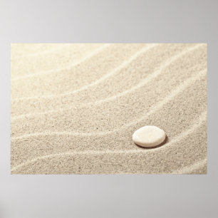 Sand Background With White Stone Poster