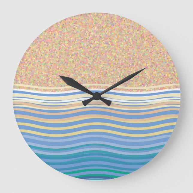 Sand beach and waves seaside vacation large clock (Front)