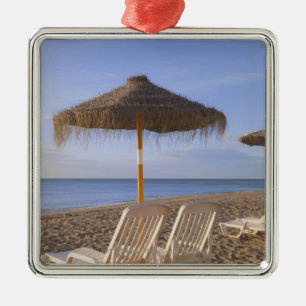 Sand Beach Chairs with Umbrella Metal Tree Decoration