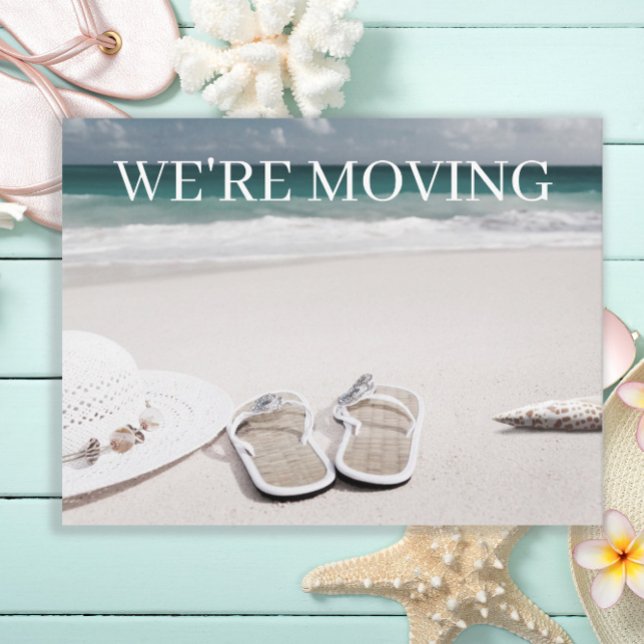 Sand Beach Ocean Change of Address Announcement Postcard (Creator Uploaded)