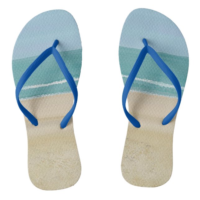 Sand Beach Ocean Waves Flip Flops (Footbed)