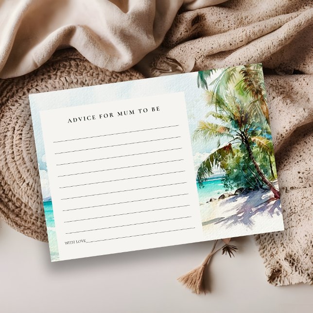 Sand Beach Palm Trees Advice For Mum Baby Shower Enclosure Card (Creator Uploaded)