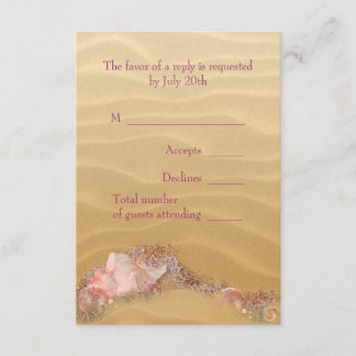 Sand Beach Seashells Beach Wedding RSVP Card
