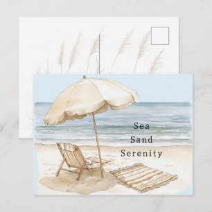 Sand Beach Serenity Umbrella Postcard