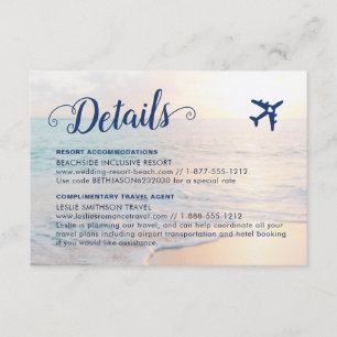Sand Beach Wedding Details Accommodations Travel Enclosure Card