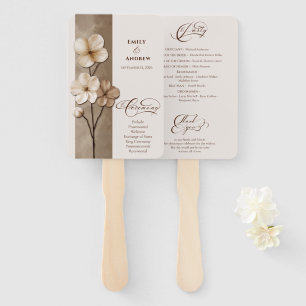 Sand Beige Hand Drawn Floral Botanical Wedding Fan