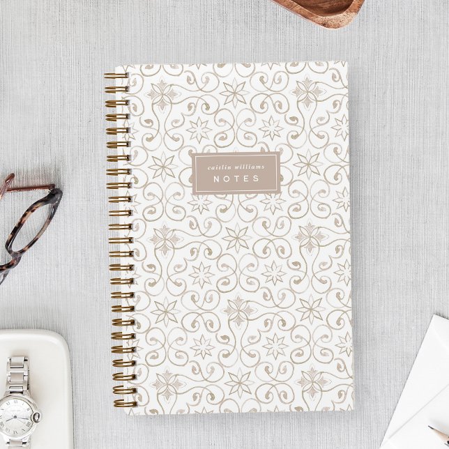 Sand Beige | Mediterranean Tile Personalised Notebook (Creator Uploaded)