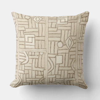 Sand Beige Printed Kuba Cloth Pillows