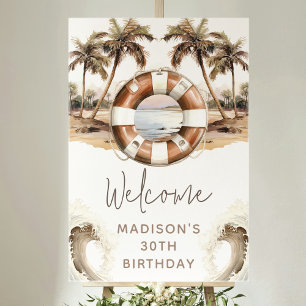 Sand Birthday Beach Party Welcome Sign