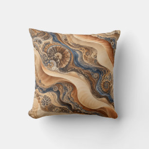 Sand Blue Fossil Dune Abstract Cushion