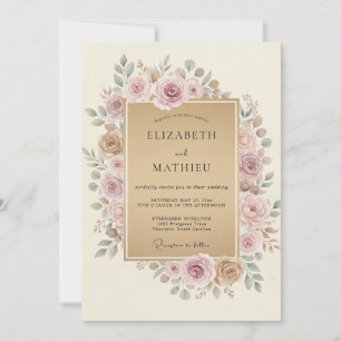 Sand Blush Painted Wedding Invitation