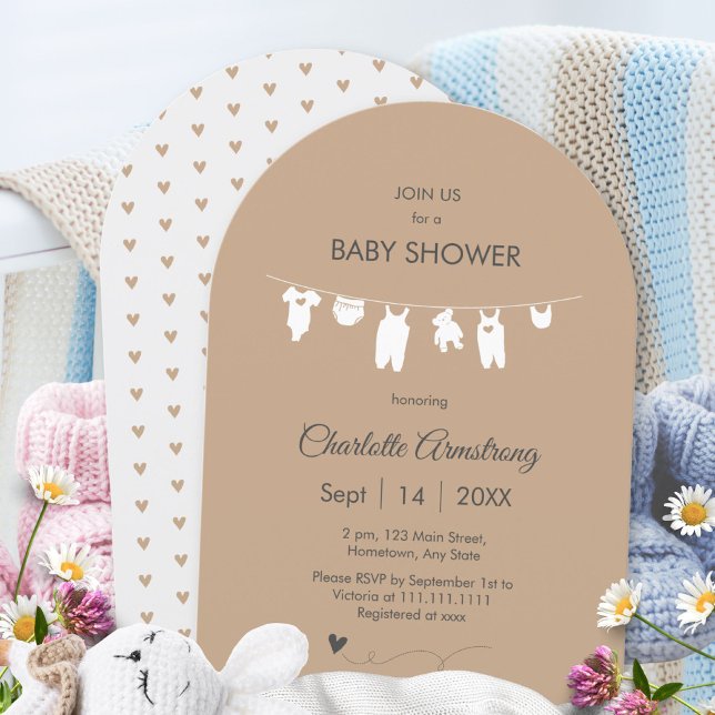Sand Boho Minimalist Arched Baby Shower Invitation (Sand Boho Minimalist Arched Baby Shower Invitation ©Susanne Sachers - Sunny Mind 🌞)