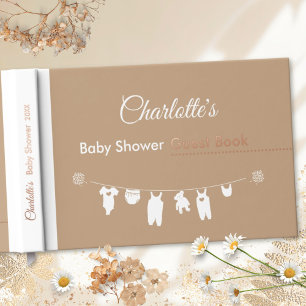 Sand Boho Minimalist Gender Neutral Baby Shower Guest Book