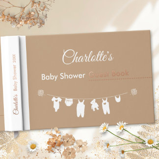 Sand Boho Minimalist Gender Neutral Baby Shower Guest Book