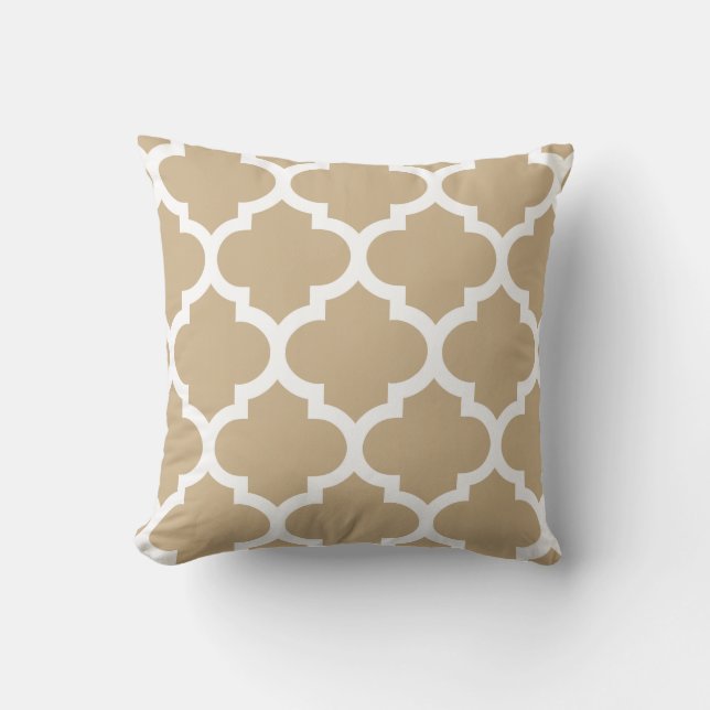 Sand Brown Quatrefoil Pillow (Front)
