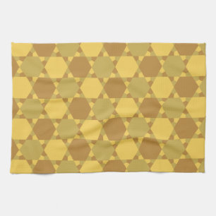 Sand Brown Star Optical Illusion Pattern Tea Towel