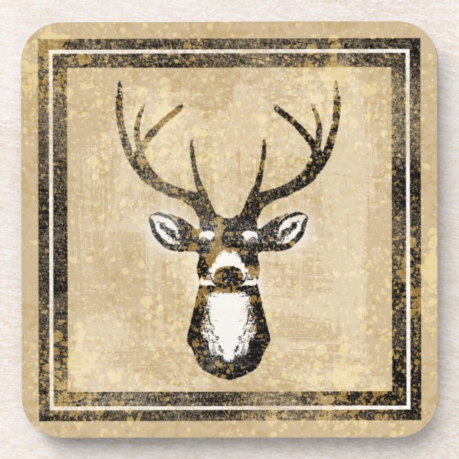 Sand Camo Grunge Deer Buck Coaster (Front)