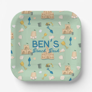 Sand Castle Architect Beach Birthday Paper Plate