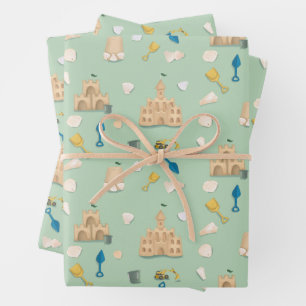 Sand Castle Architect Beach Birthday Wrapping Paper Sheet