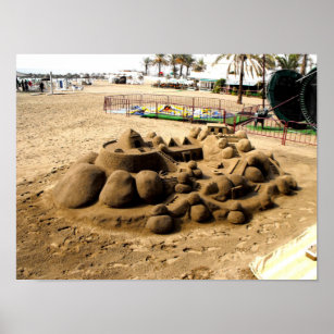 Sand  castle art on Marbella beach Poster