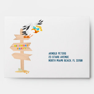 Sand castle beach fun baby boy birthday party envelope
