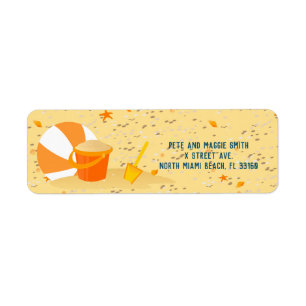 Sand castle beach fun baby boy birthday party return address label