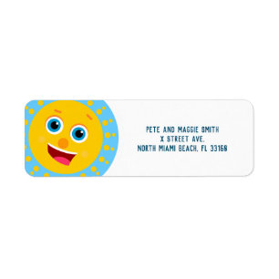 Sand castle beach fun baby boy birthday party return address label