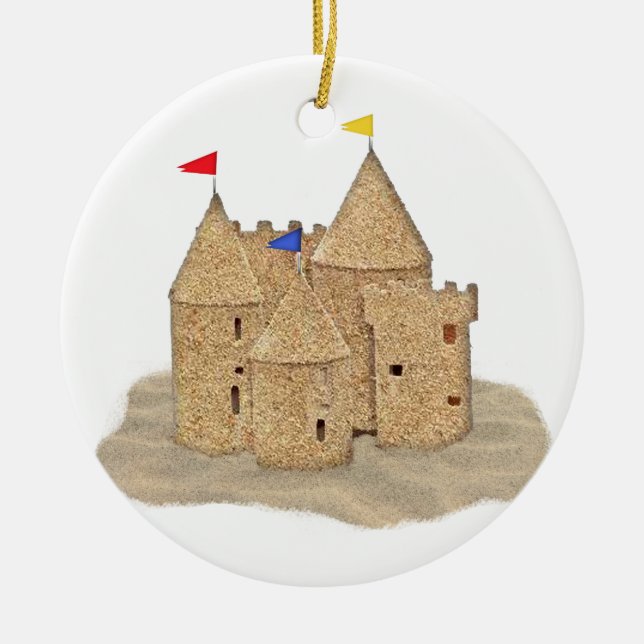 Sand Castle Ceramic Tree Decoration (Front)