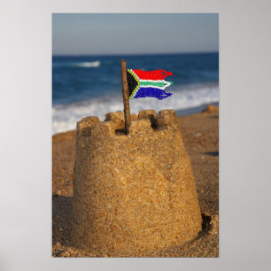 Sand Castle With South African Flag, Umhlanga Poster