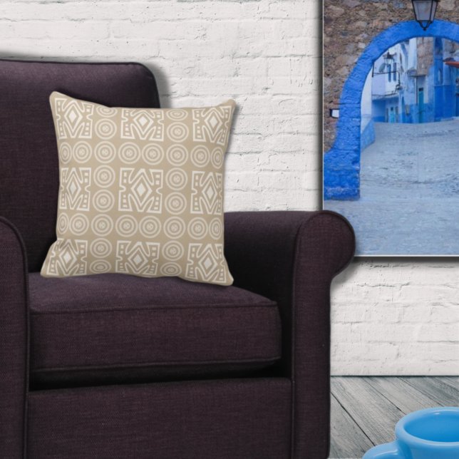 Sand Colored African Inspired Repeat Pattern Cushion (Creator Uploaded)