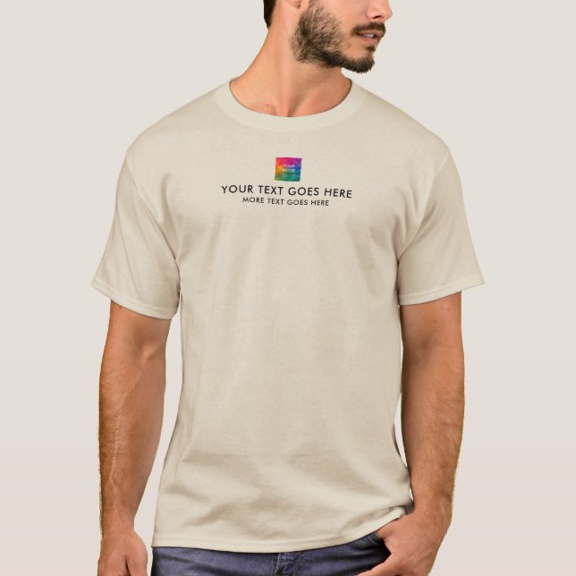 Sand Colour Add Text Upload Photo or Logo to Mens T-Shirt (Front)