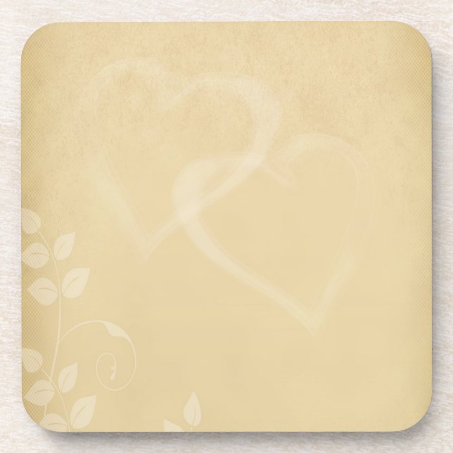 Sand Colour Vintage Hearts Coaster (Front)