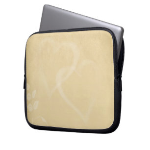 Sand Colour Vintage Hearts Laptop Sleeve