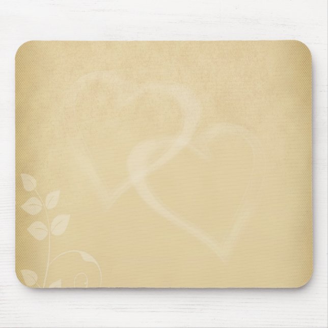 Sand Colour Vintage Hearts Mouse Pad (Front)