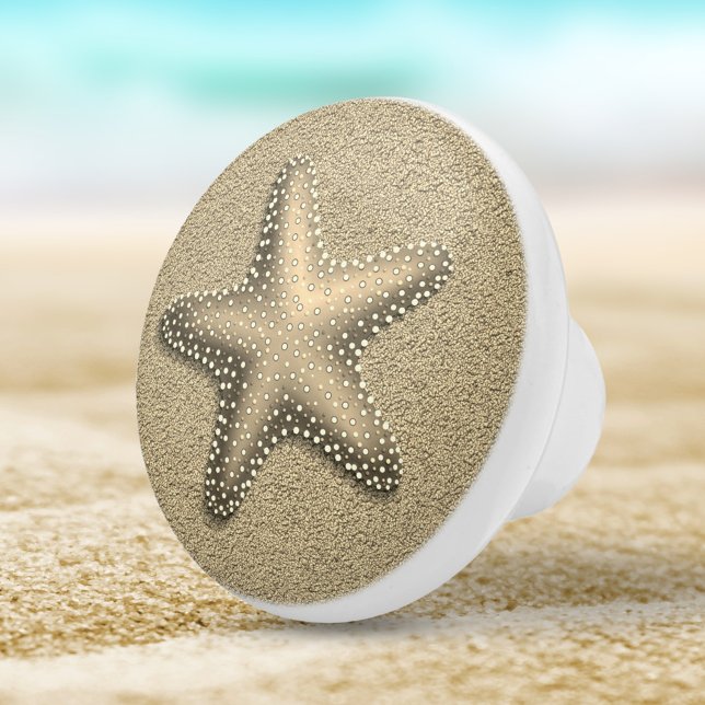 Sand Coloured Gold Starfish Seashell Beach Ceramic Knob (Creator Uploaded)