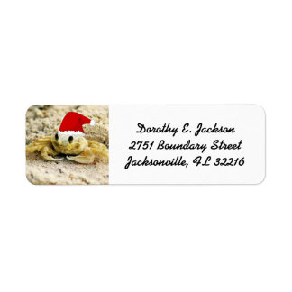 Sand Crab in Santa Hat Christmas Return Address Label