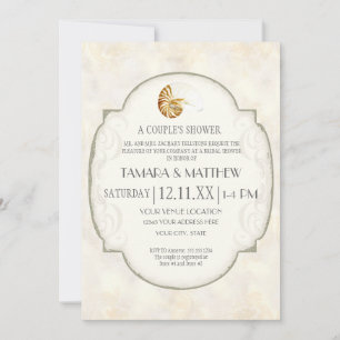 Sand Damask Nautilus Shell Ocean Beach Nautical Invitation