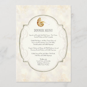 Sand Damask Nautilus Shell Ocean Beach Nautical Menu