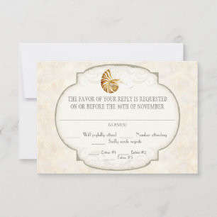 Sand Damask Nautilus Shell Ocean Beach Nautical RSVP Card