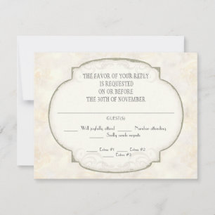 Sand Damask Ocean Beach Nautical Themed Wedding RSVP Card