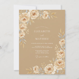 Sand Delicate Rustic Wedding Invitation