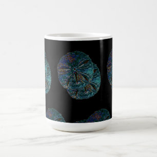 Sand Dollar Abstract Artsy Blue Black Gift Favour Coffee Mug