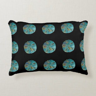 Sand Dollar Abstract Pattern Gift Favour Teal Blac Decorative Cushion