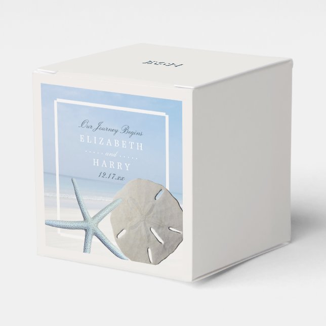 Sand Dollar and Starfish Beach Wedding Favour Box (Front Side)