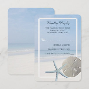 Sand Dollar and Starfish Beach Wedding RSVP Card