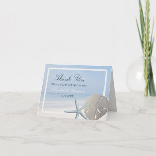 Sand Dollar and Starfish Beach Wedding Thank You Card